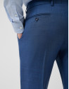 Half canvas slim fit suit in ink blue check | Roberto Verino