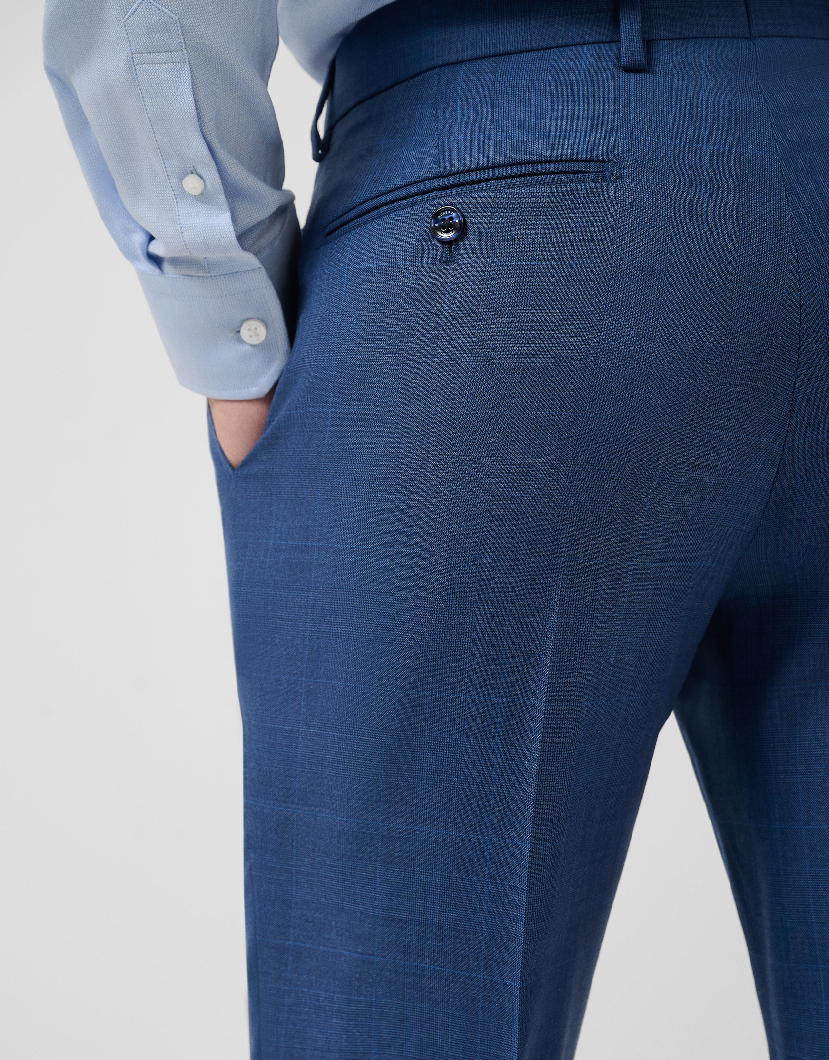 Traje half canvas slim fit cuadros azul tinta | Roberto Verino