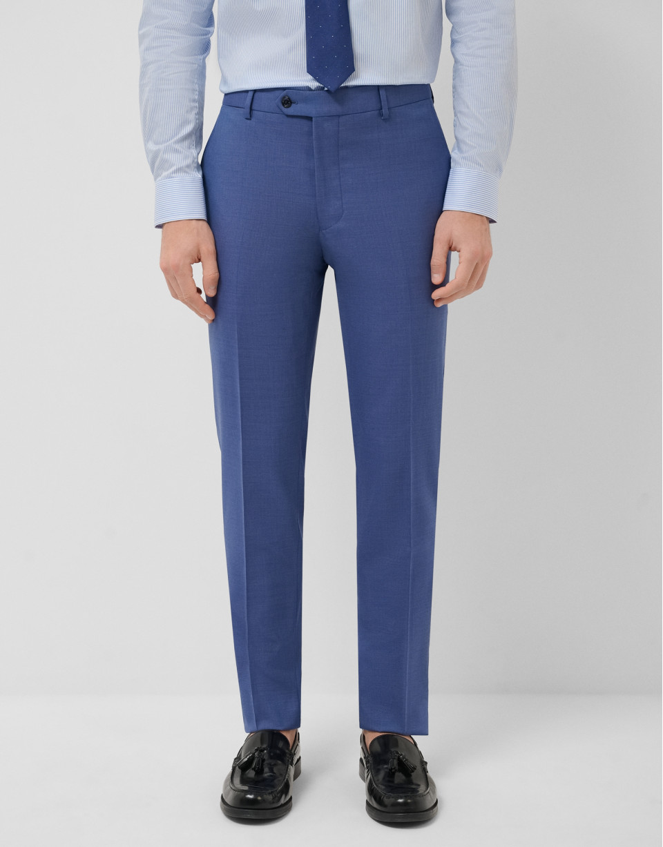 Half canvas slim fit suit in plain blue-grey | Roberto Verino