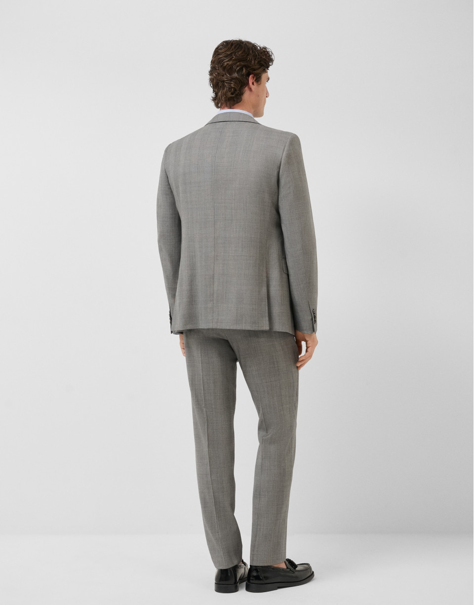 Half canvas slim fit suit in grey check - Man | Roberto Verino