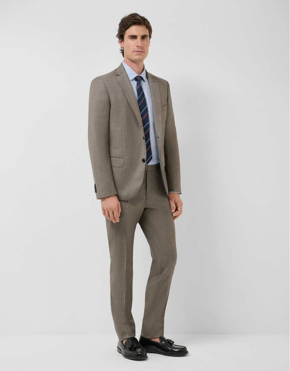 Traje half canvas slim fit lana visón - Hombre | Roberto Verino