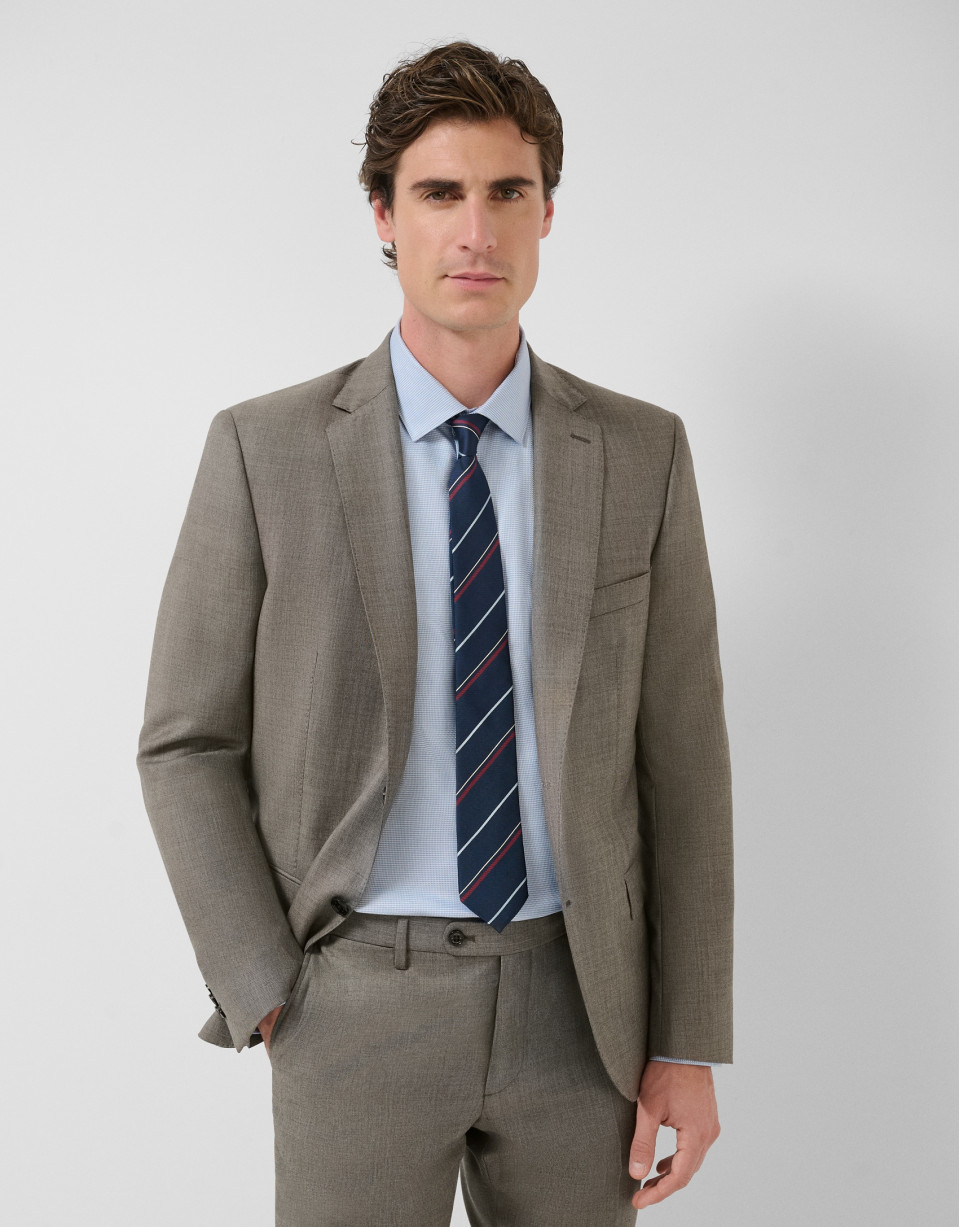 Slim fit mink wool half canvas suit - Man | Roberto Verino