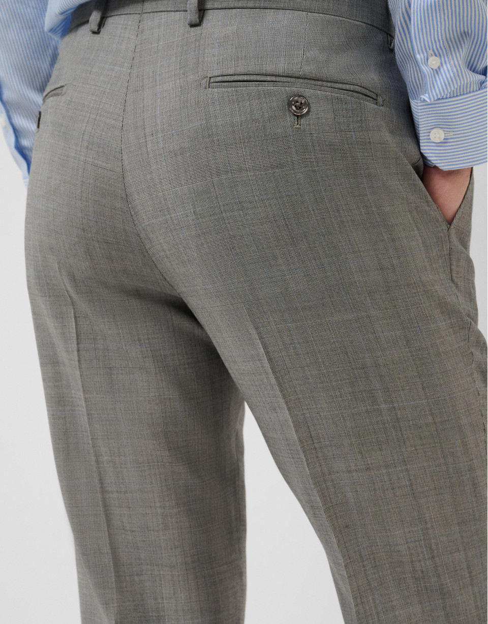 Half canvas slim fit suit in grey check - Man | Roberto Verino