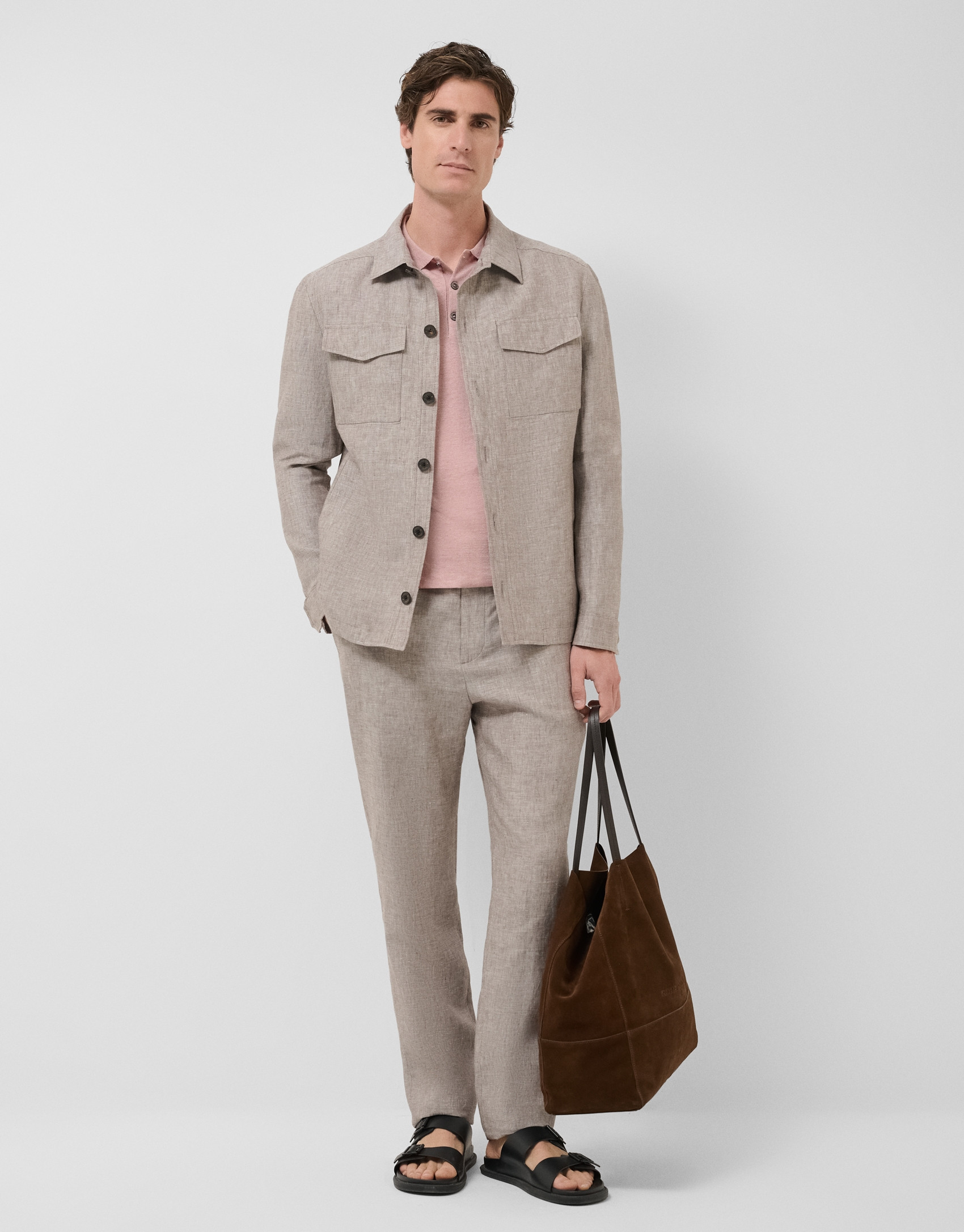 Grey linen overshirt - Man - SS2026 | Roberto Verino