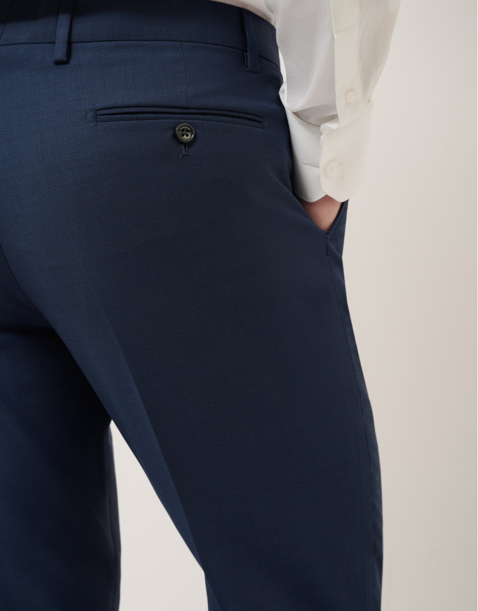 Regular fit dark blue faux smooth half canvas... | Roberto Verino