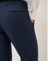 Regular fit dark blue faux smooth half canvas... | Roberto Verino
