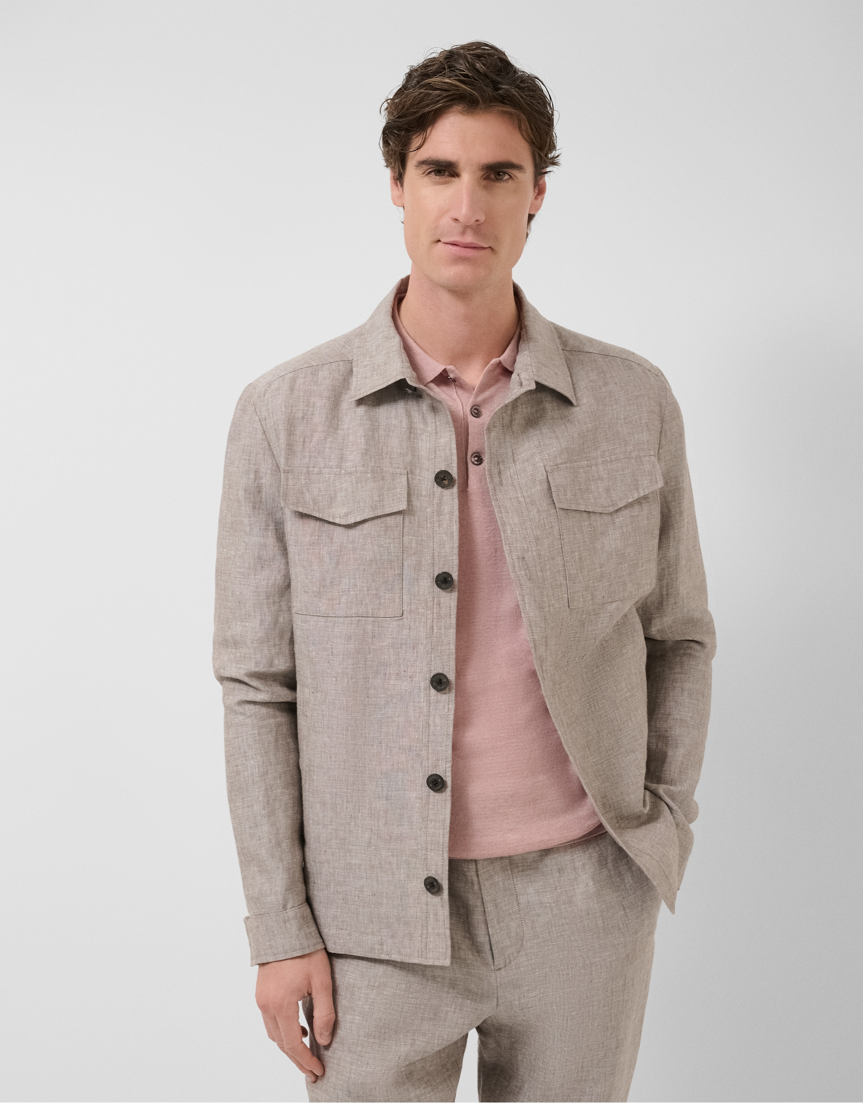 Sobrecamisa lino gris - Hombre - PV2026 | Roberto Verino