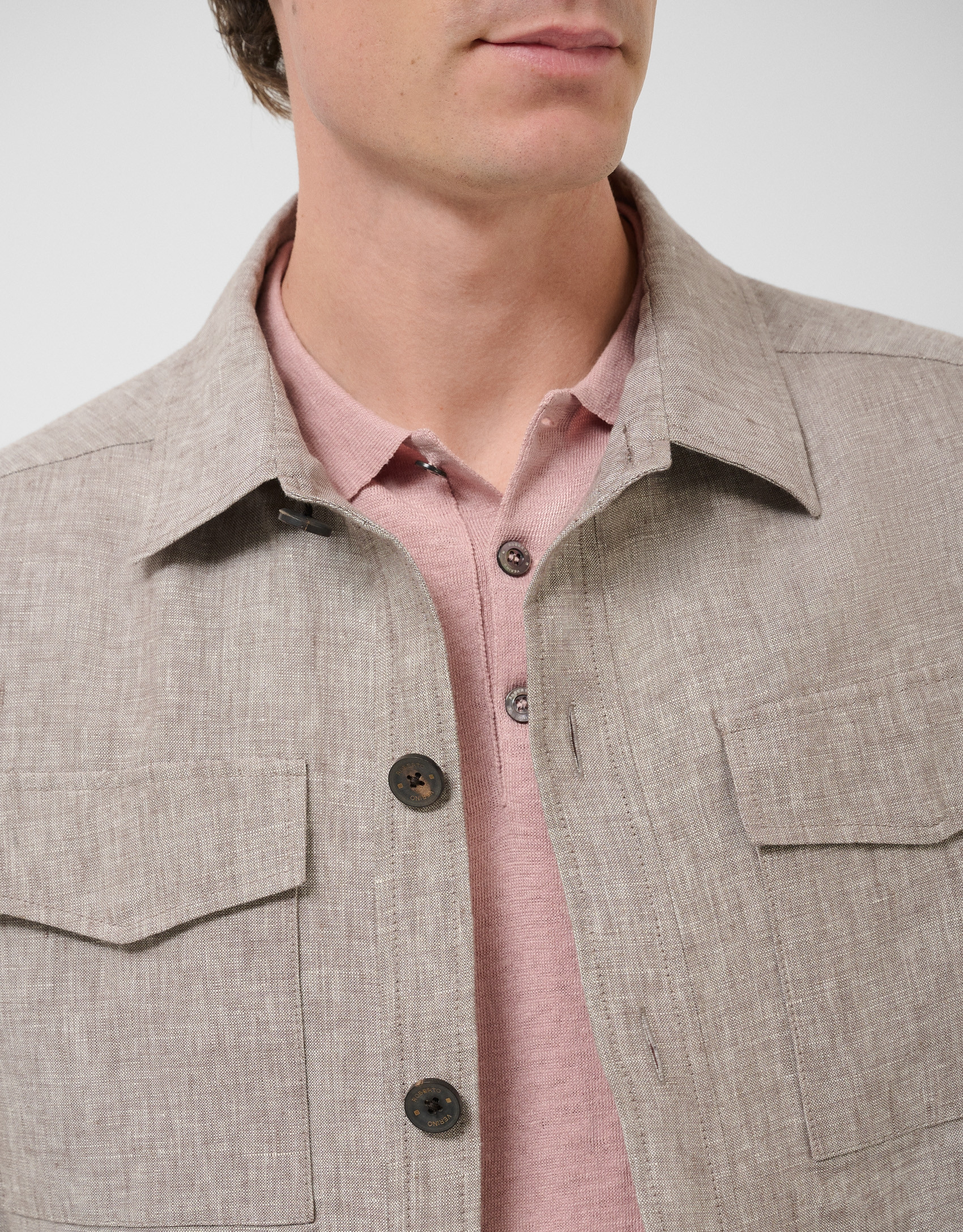 Sobrecamisa lino gris - Hombre - PV2026 | Roberto Verino