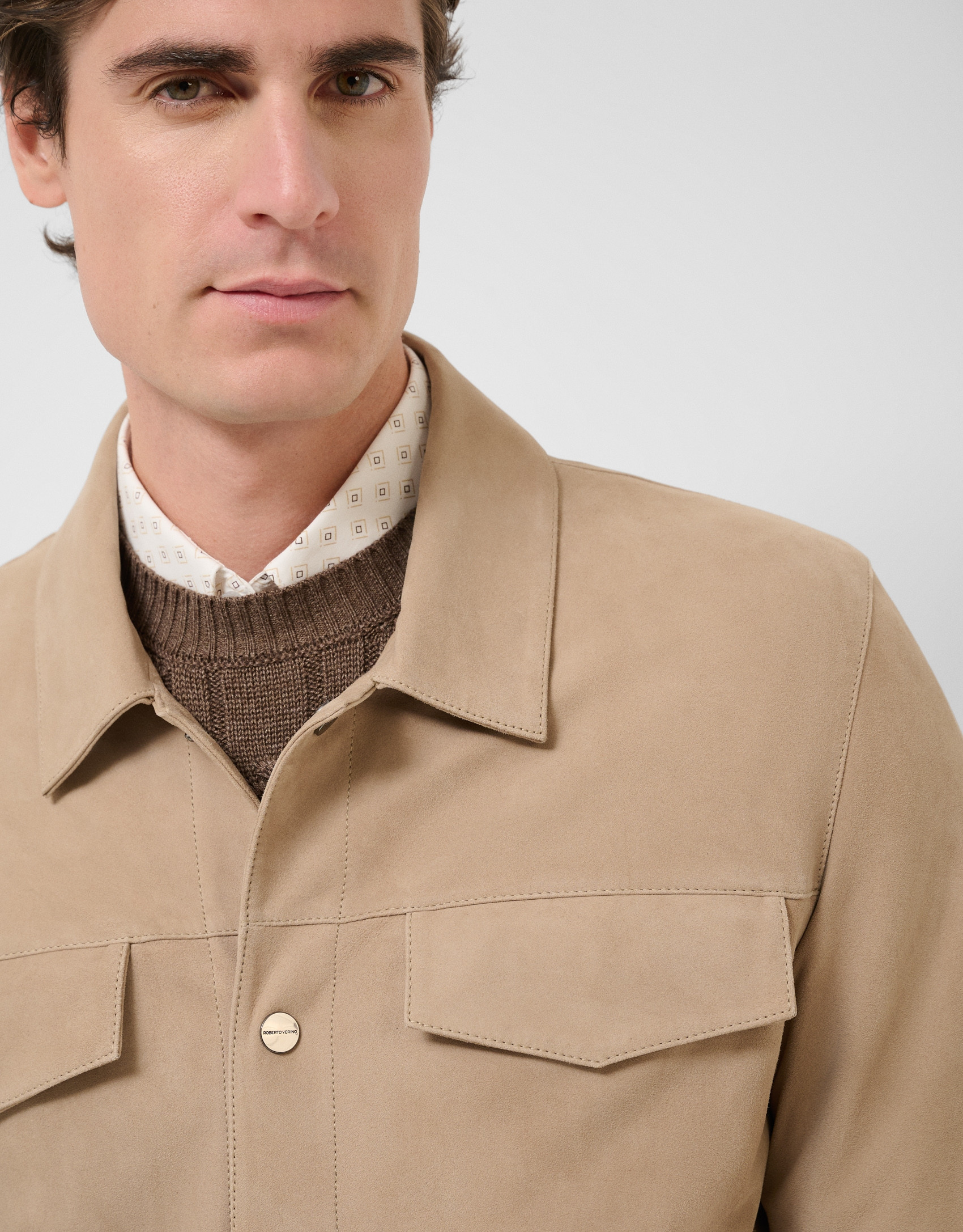 Sobrecamisa napa beige - Hombre - PV2026 | Roberto Verino