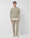 Jersey cuello pico high twist caqui claro | Roberto Verino