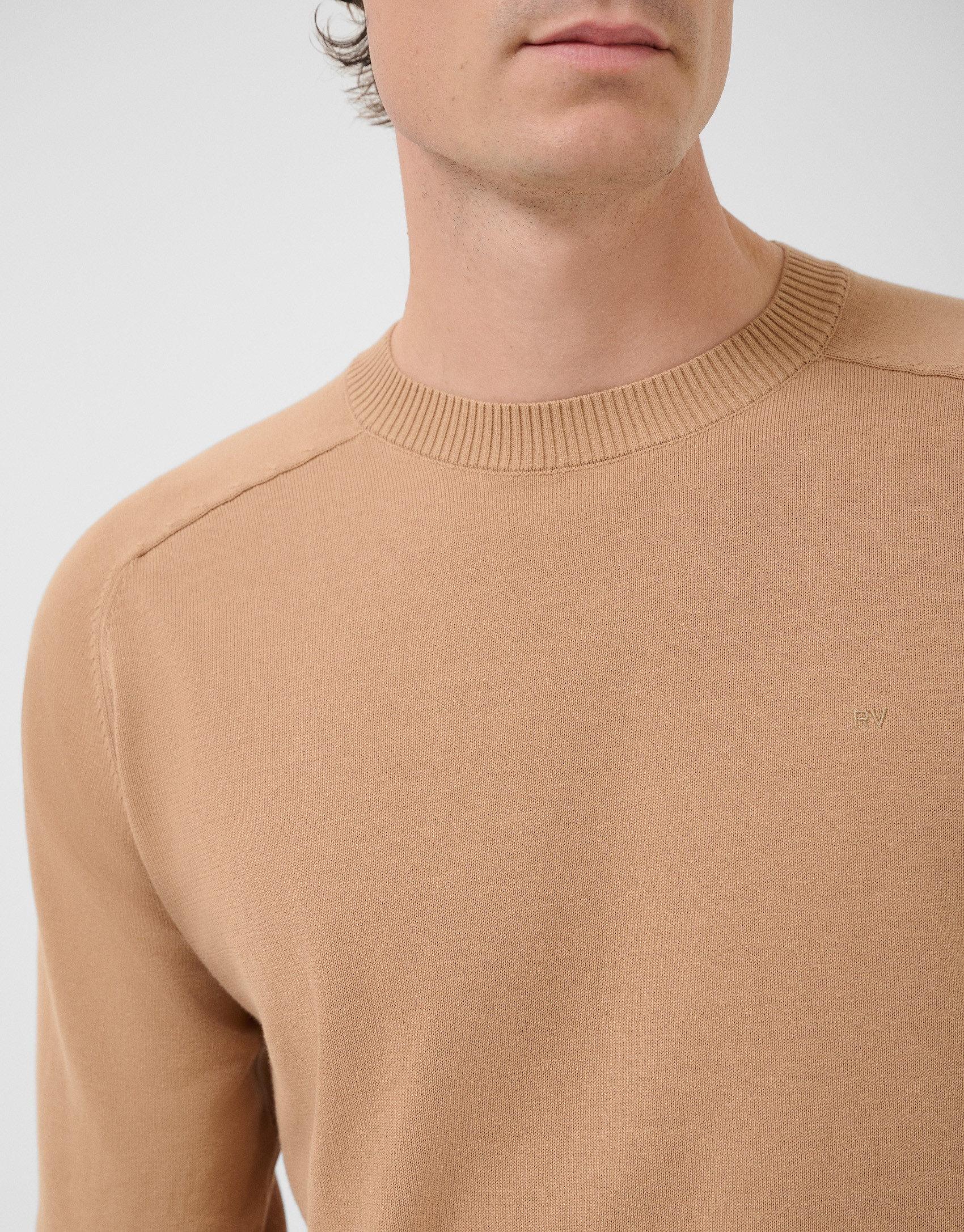 Jersey algodón liso high twist tostado | Roberto Verino