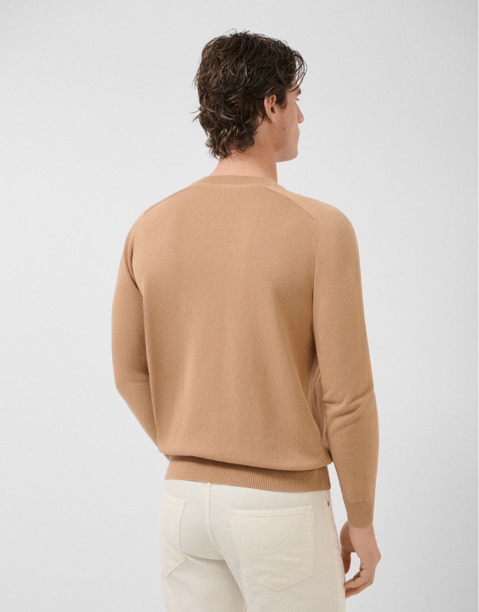 Jersey algodón liso high twist tostado | Roberto Verino