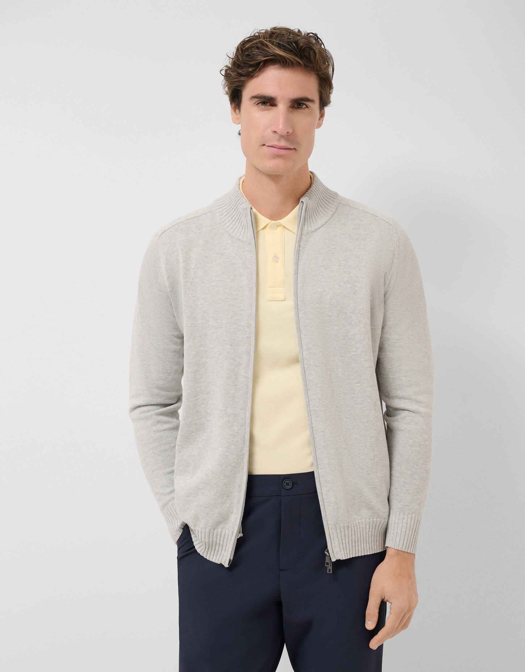 Light grey melange zip-up jacket - Man - SS2026 | Roberto Verino