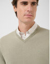 Jersey cuello pico high twist caqui claro | Roberto Verino