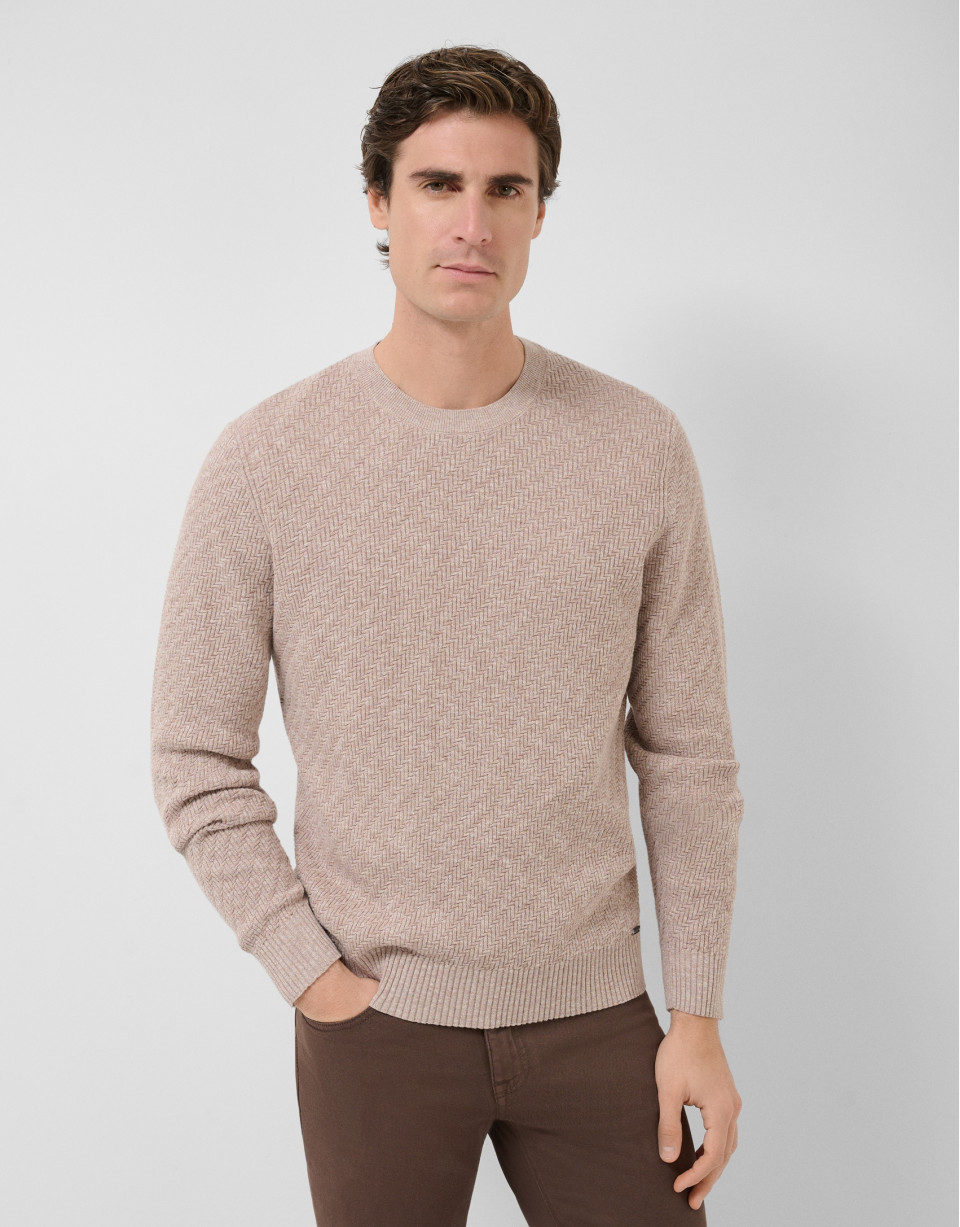 Jersey estructura algodón/lino visón - Hombre | Roberto Verino