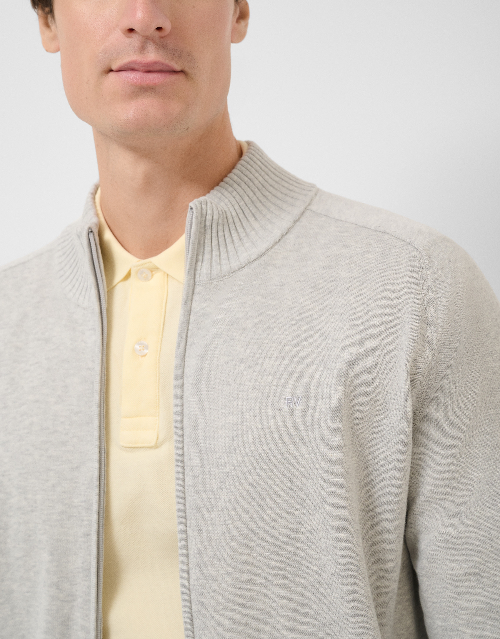 Chaqueta cremallera gris claro melange - Hombre | Roberto Verino