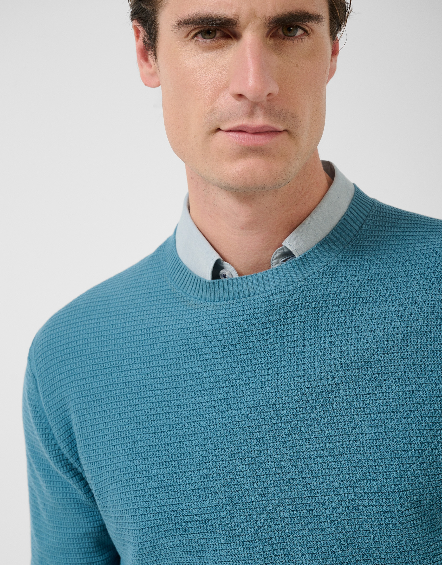 Jersey high twist estructura azul verdoso | Roberto Verino