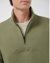 Sudadera media cremallera caqui logo pecho | Roberto Verino