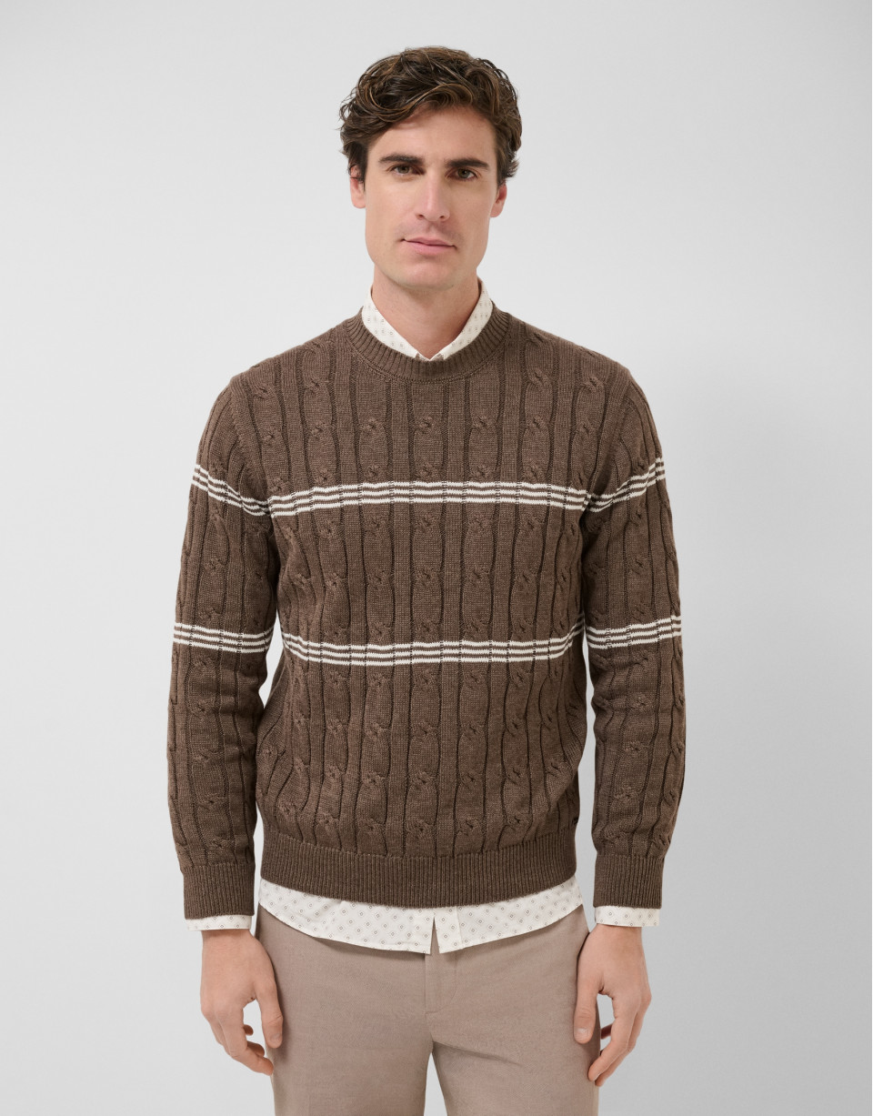 Jersey ochos y rayas visones y blanco - Hombre | Roberto Verino
