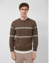 Jersey ochos y rayas visones y blanco - Hombre | Roberto Verino