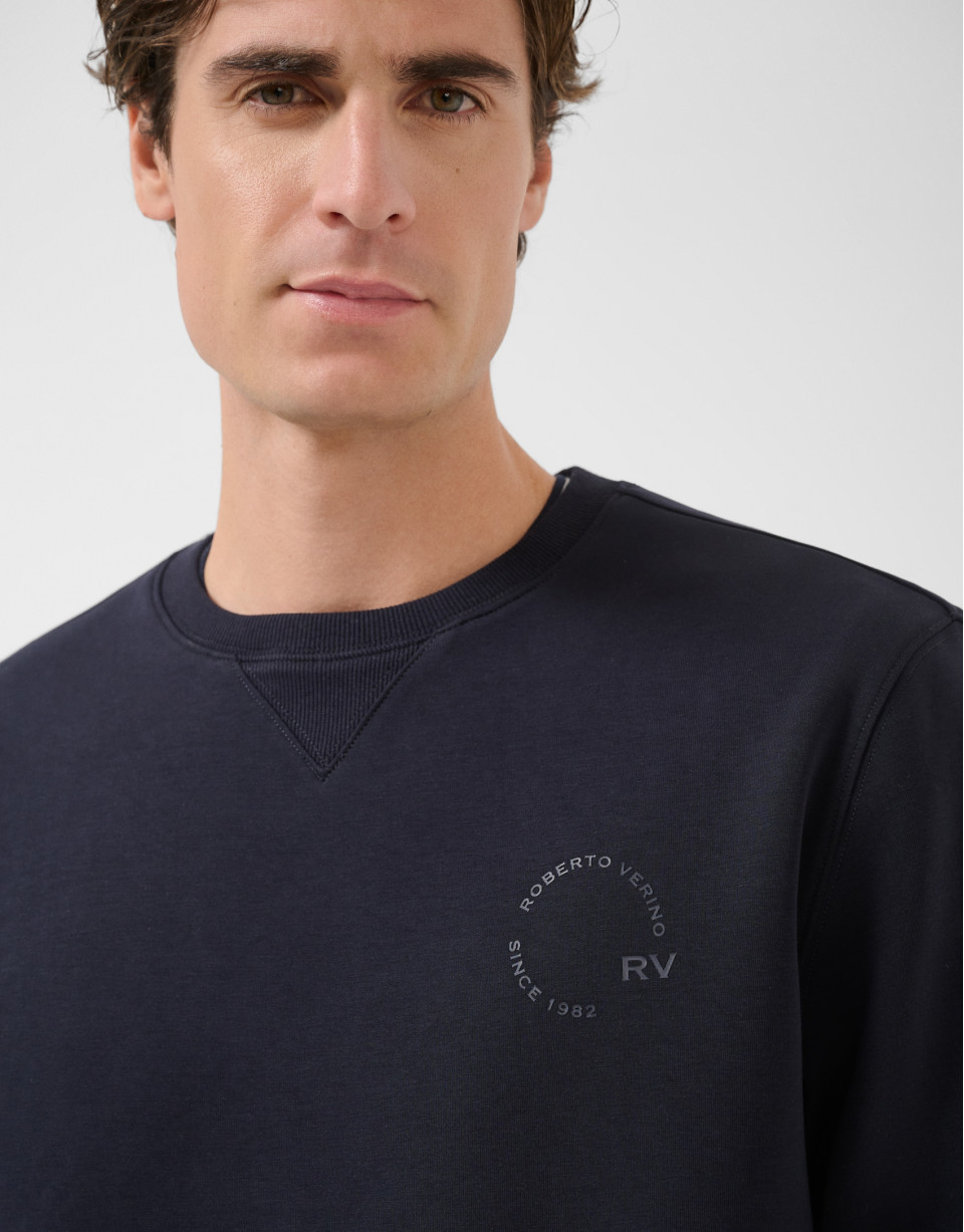Sudadera marino logo a tono en pecho - Hombre | Roberto Verino