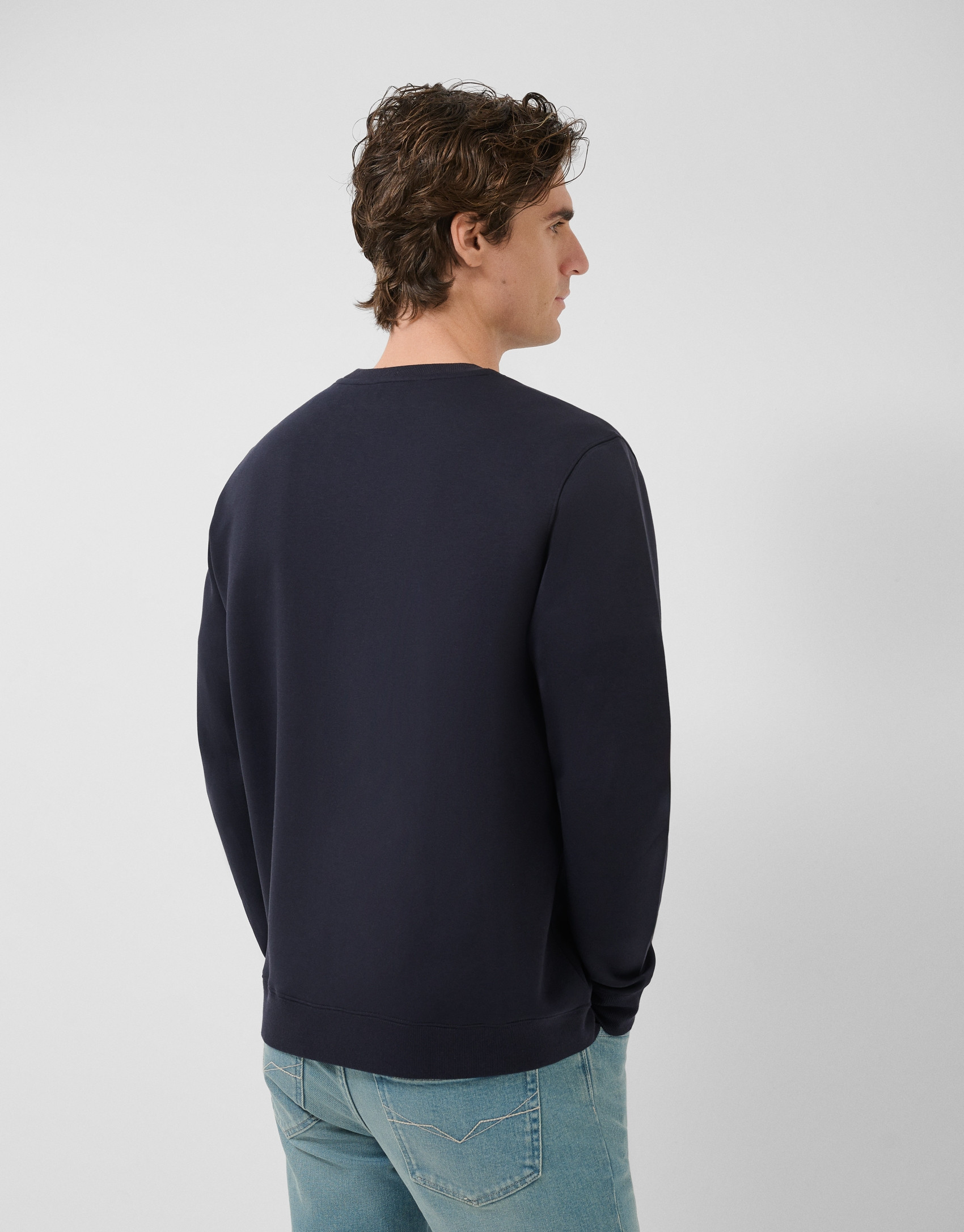 Navy sweatshirt with matching logo on chest | Roberto Verino