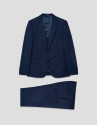 Half canvas slim fit suit in blue bird's eye | Roberto Verino