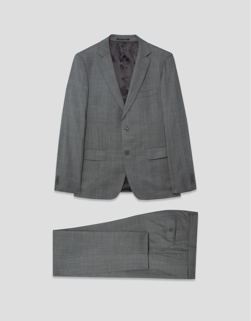 Half canvas slim fit suit in grey check - Man | Roberto Verino