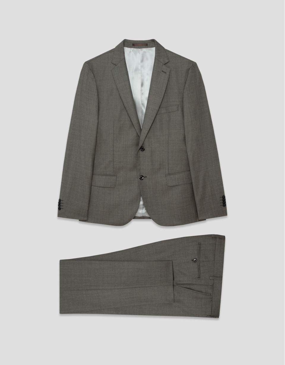 Slim fit mink wool half canvas suit - Man | Roberto Verino