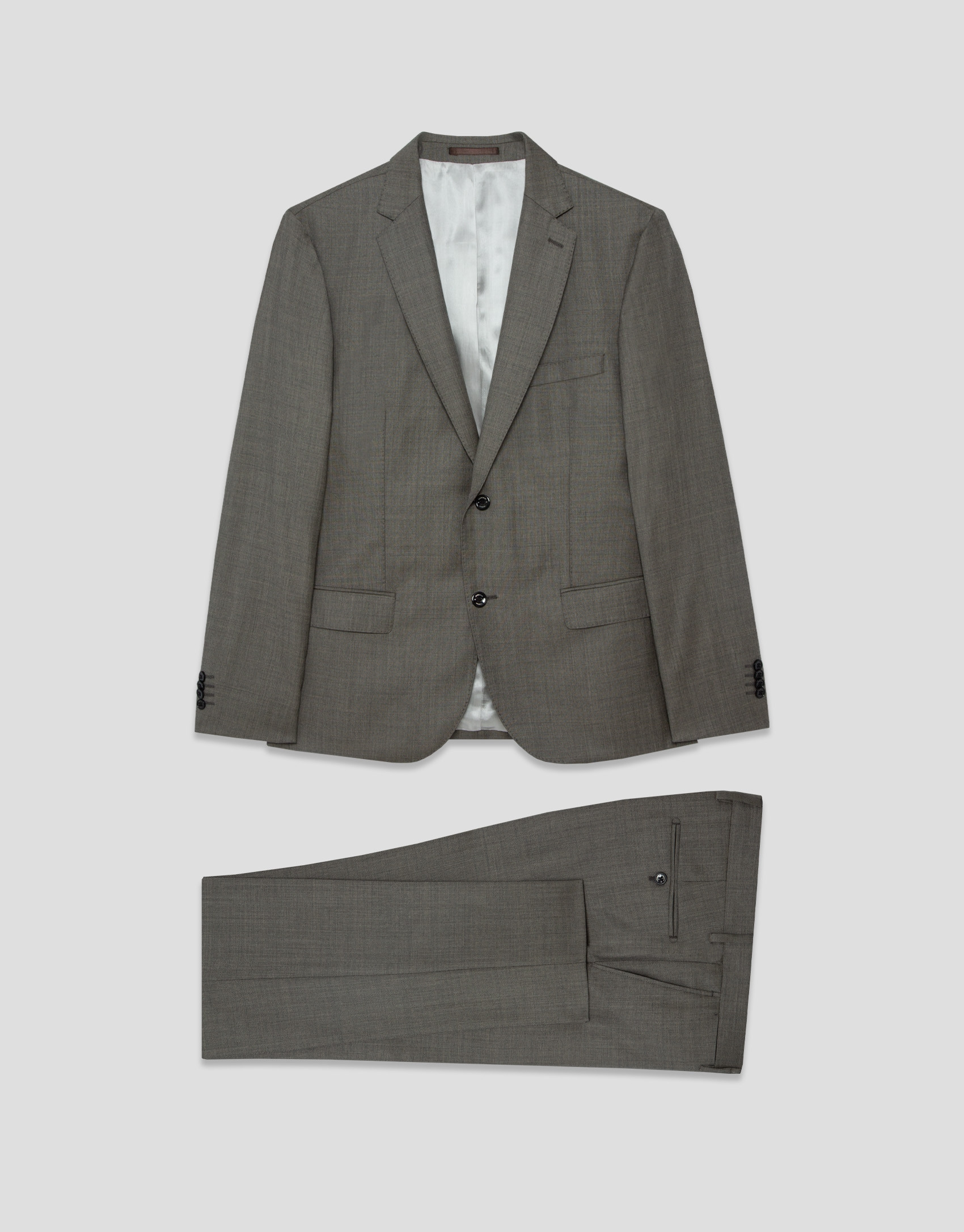 Traje half canvas slim fit lana visón - Hombre | Roberto Verino