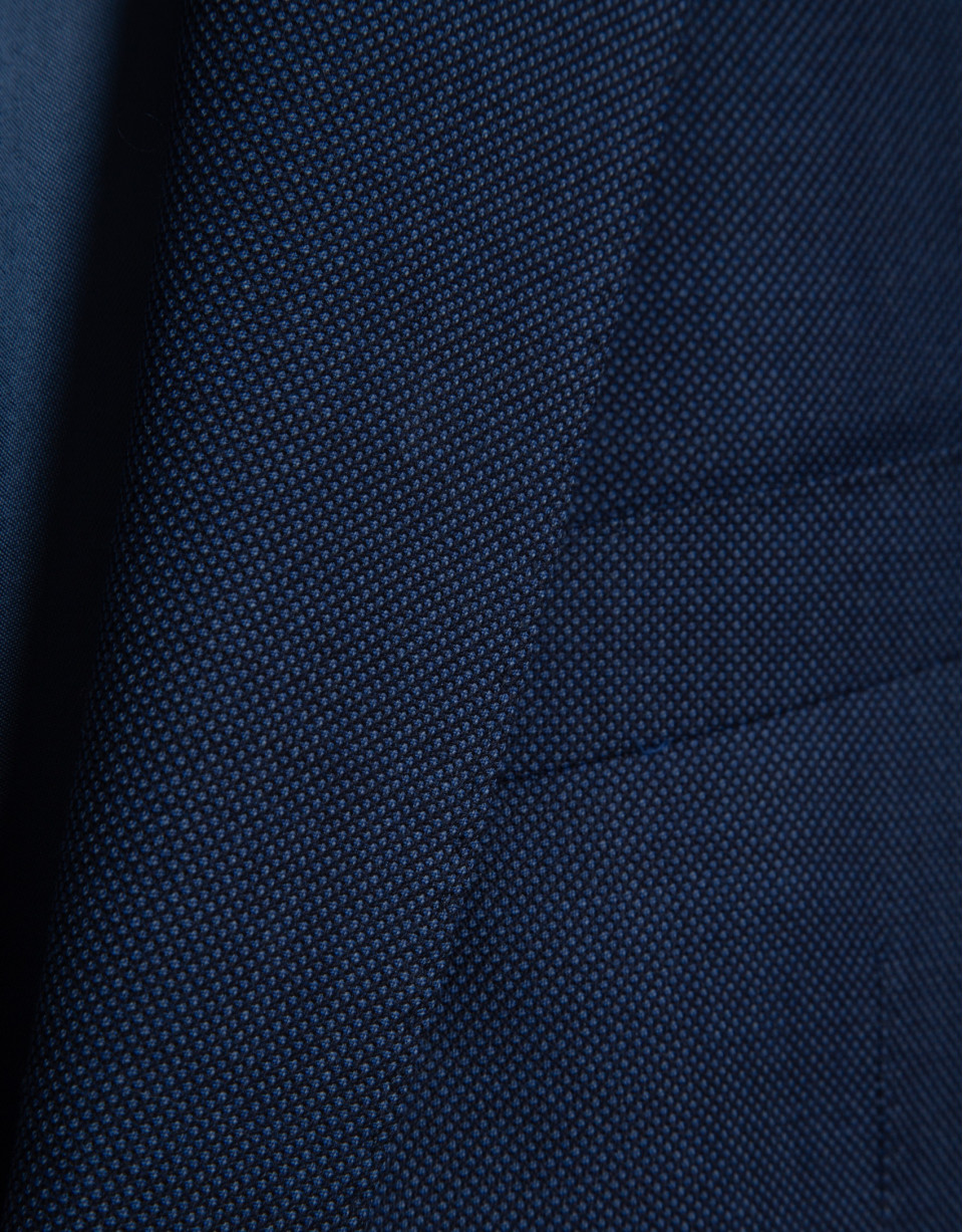Half canvas slim fit suit in blue bird's eye | Roberto Verino