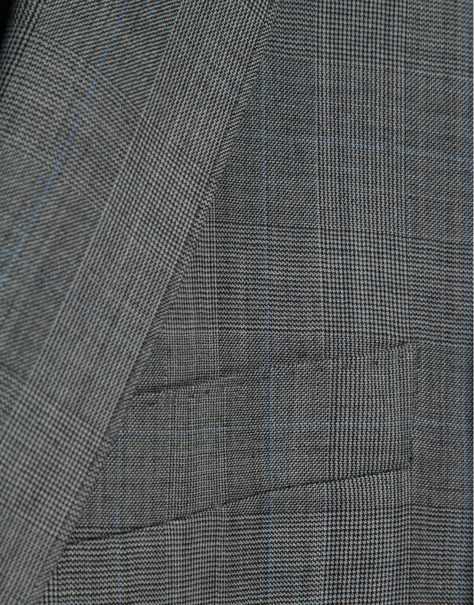 Half canvas slim fit suit in grey check - Man | Roberto Verino