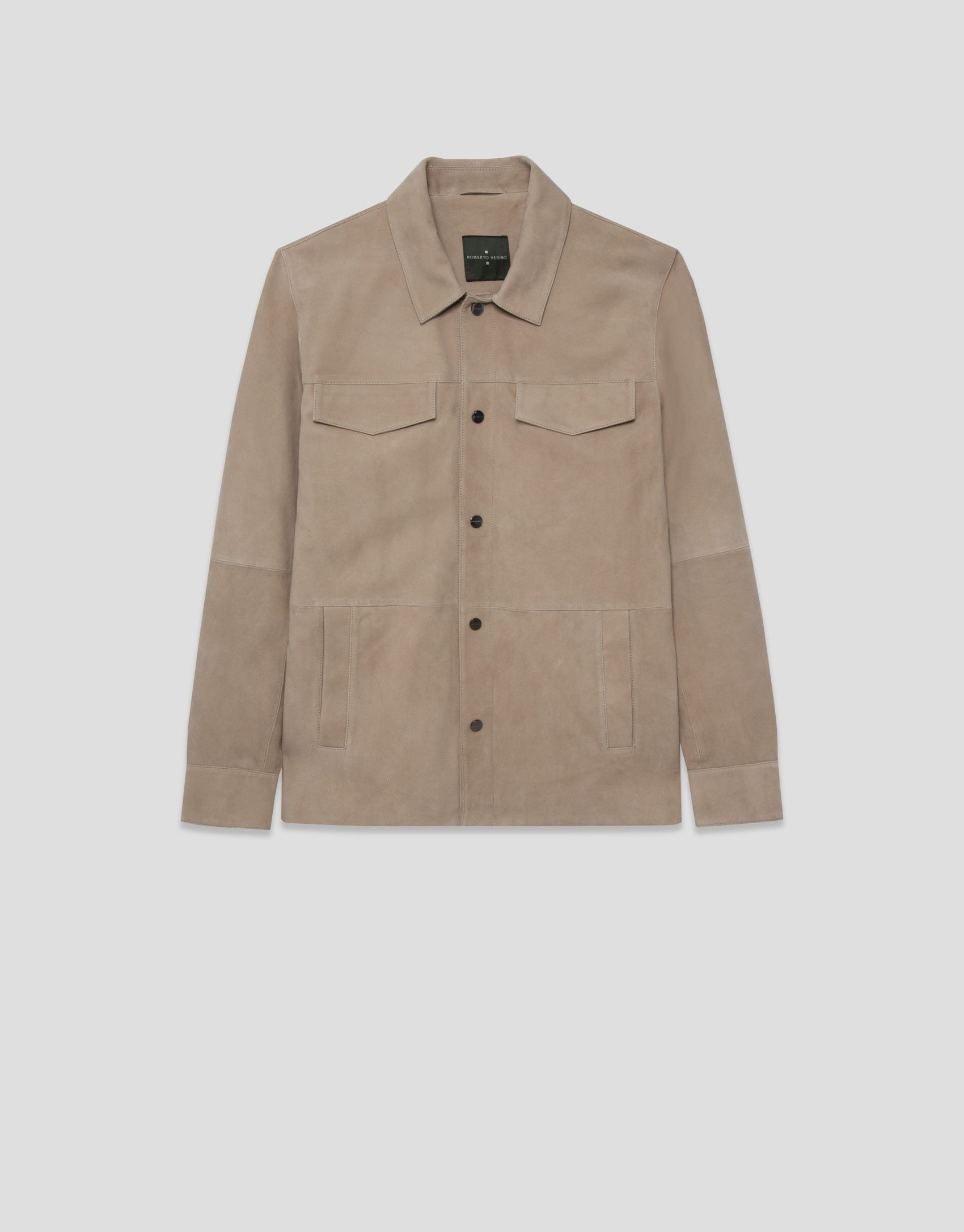 Beige nappa leather overshirt - Man - SS2026 | Roberto Verino