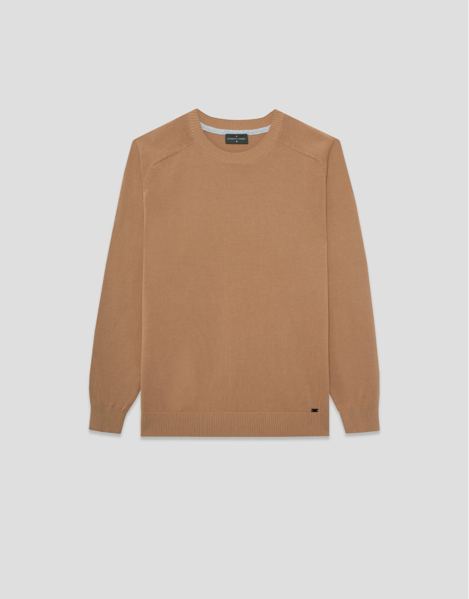 Jersey algodón liso high twist tostado | Roberto Verino