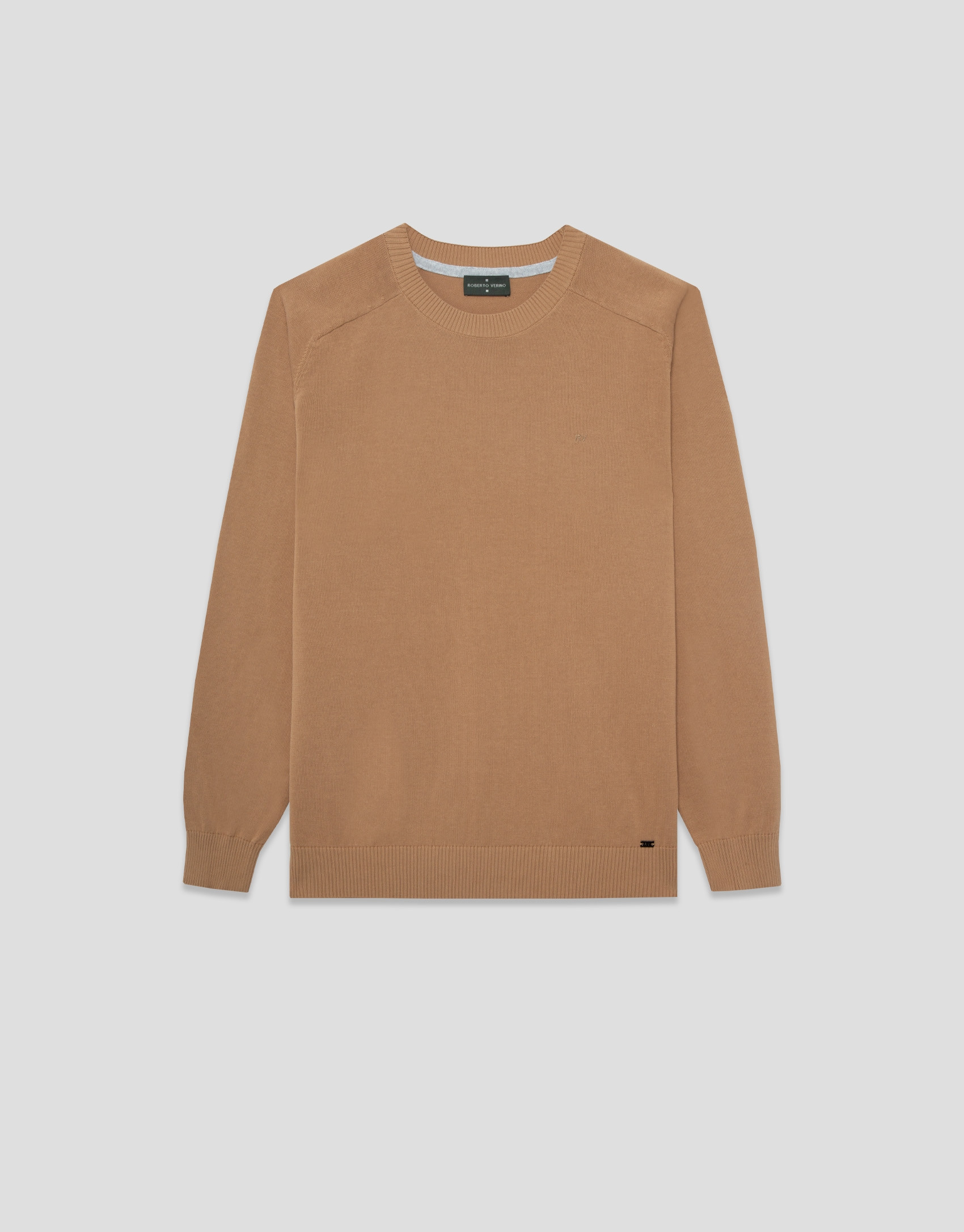 Jersey algodón liso high twist tostado | Roberto Verino