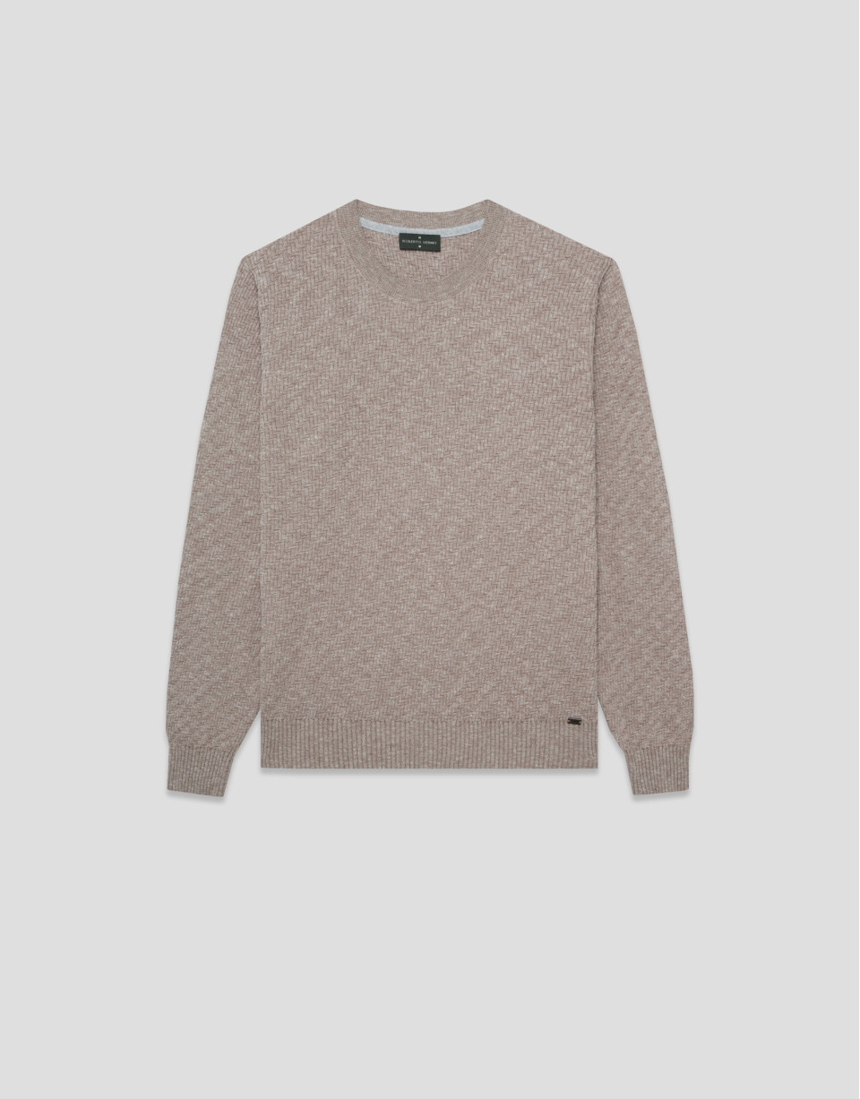 Jersey estructura algodón/lino visón - Hombre | Roberto Verino