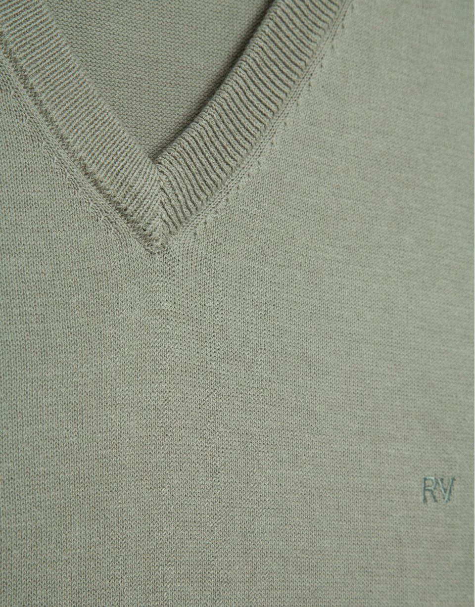 Jersey cuello pico high twist caqui claro | Roberto Verino