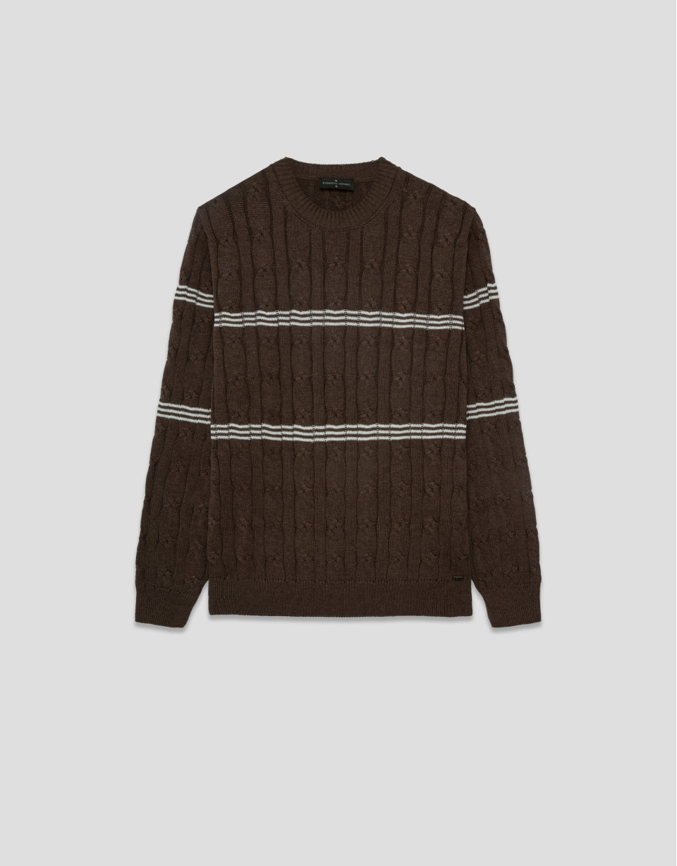 Jersey ochos y rayas visones y blanco - Hombre | Roberto Verino