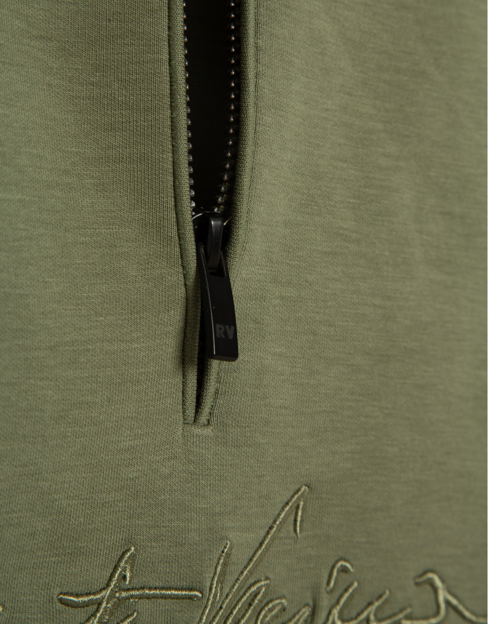 Sudadera media cremallera caqui logo pecho | Roberto Verino