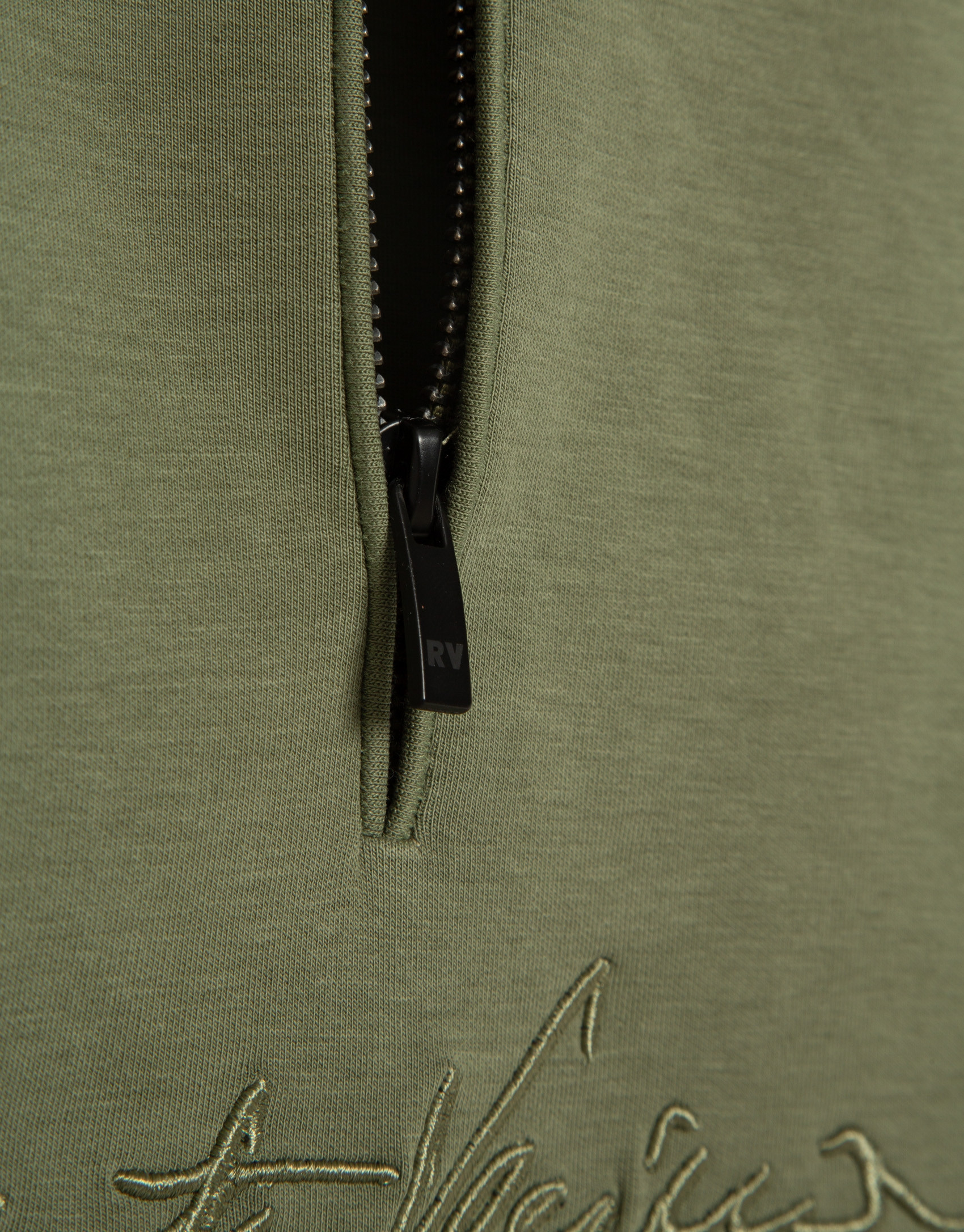 Sudadera media cremallera caqui logo pecho | Roberto Verino