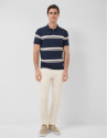 Polo tricotado high twist rayas marino/blanco | Roberto Verino