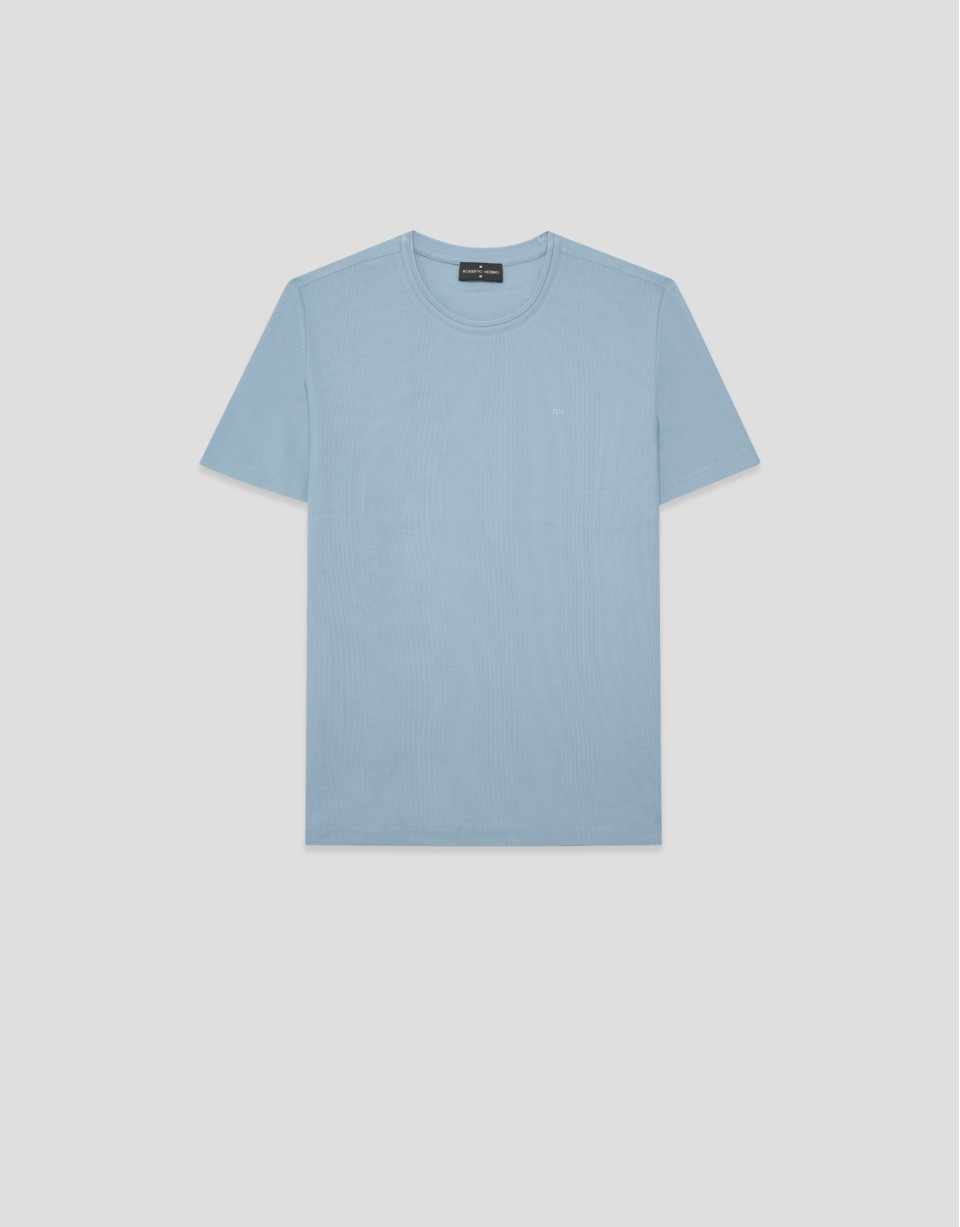 Camiseta manga corta piqué celeste - Hombre | Roberto Verino