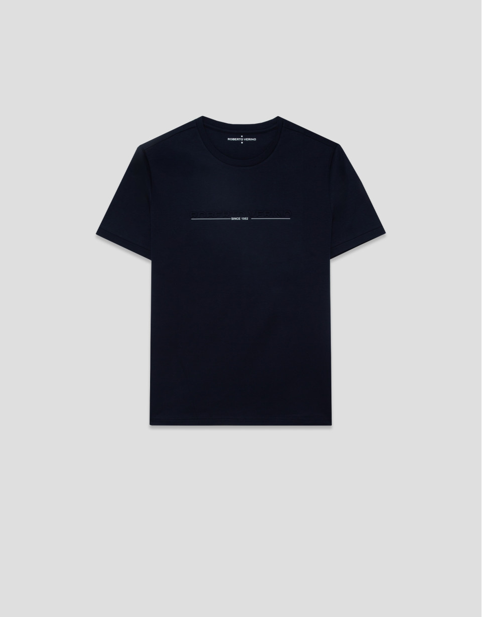 Camiseta manga corta marino con logo pecho | Roberto Verino