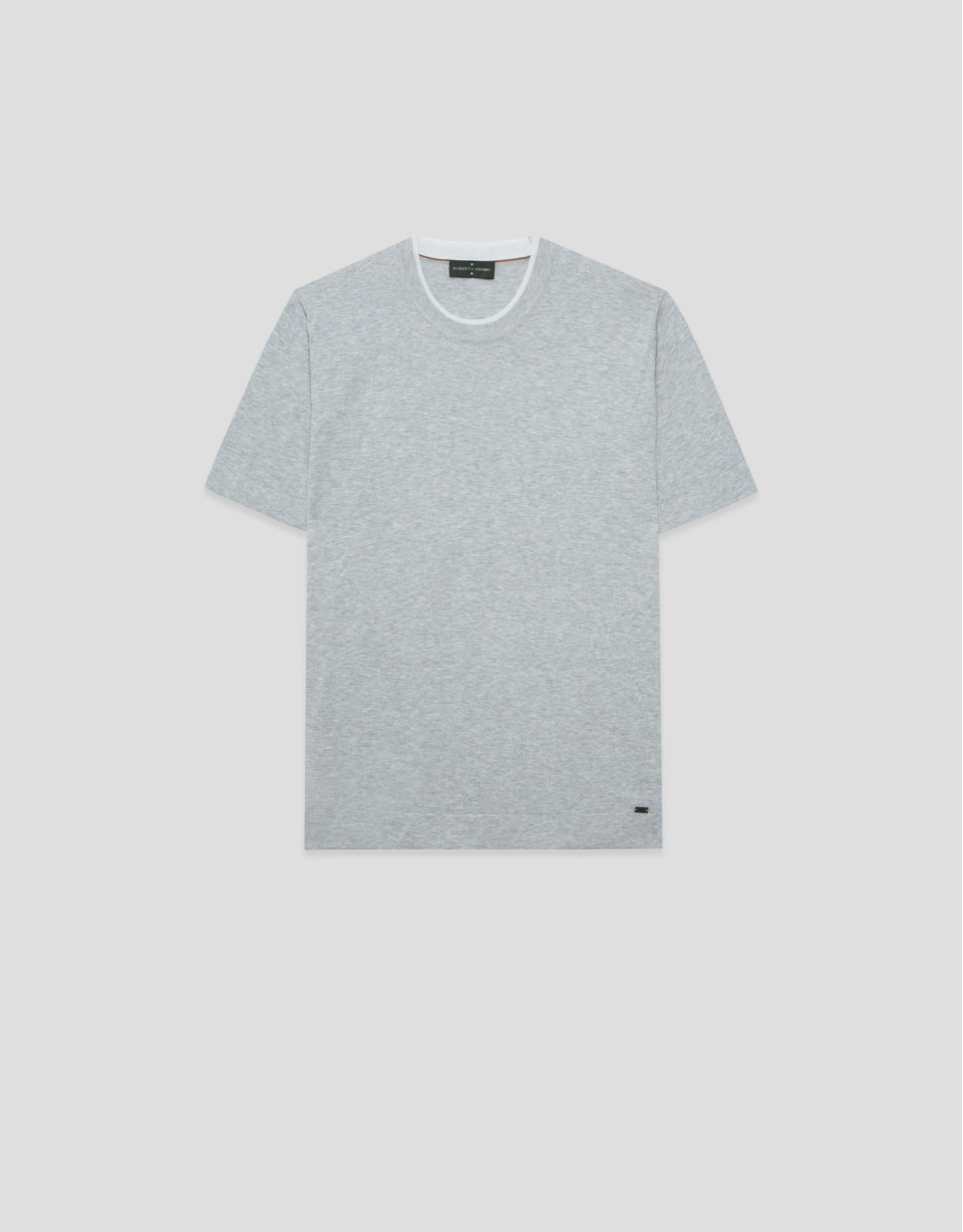 Camiseta manga corta tricotada gris melange | Roberto Verino