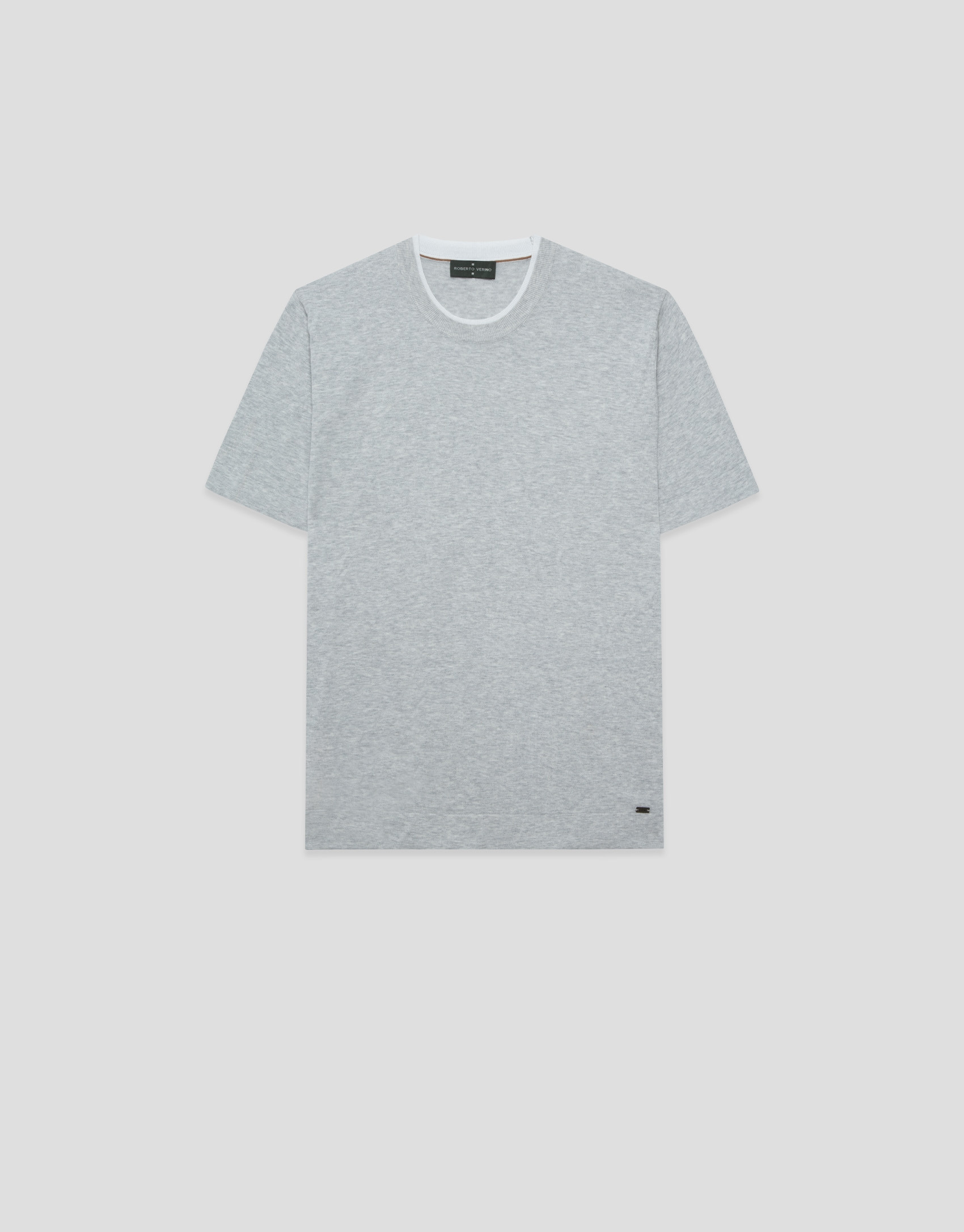 Camiseta manga corta tricotada gris melange | Roberto Verino