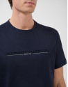 Navy blue short-sleeved T-shirt with logo on ... | Roberto Verino