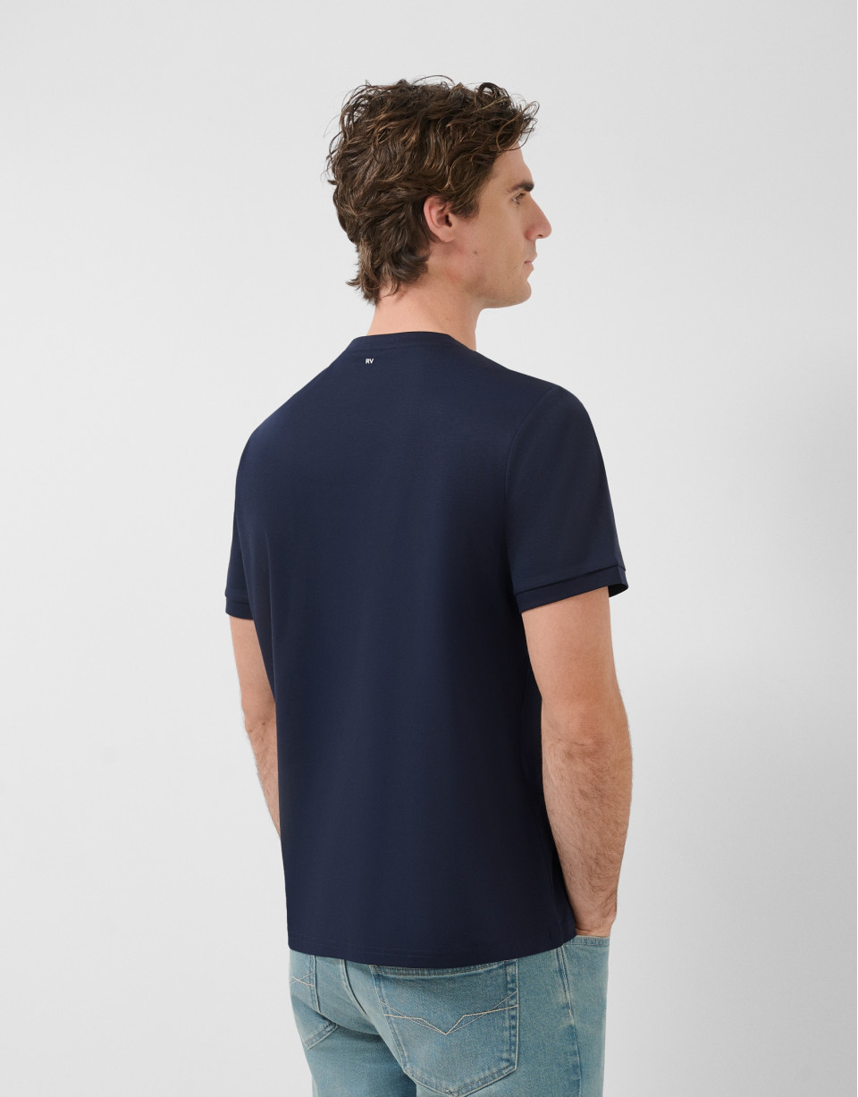 Camiseta manga corta marino con logo pecho | Roberto Verino