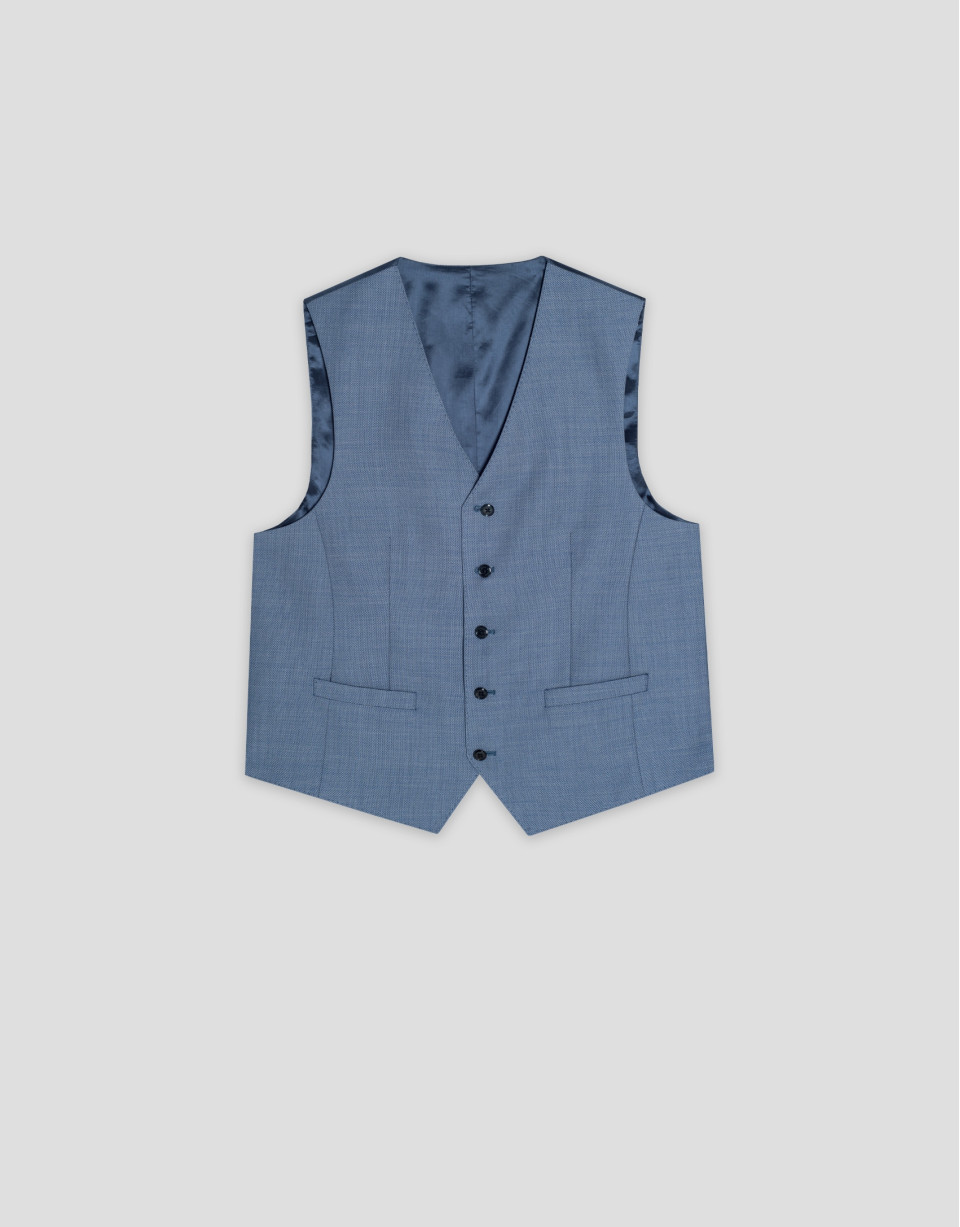 Blue-grey bird's eye waistcoat - Man - SS2026 | Roberto Verino