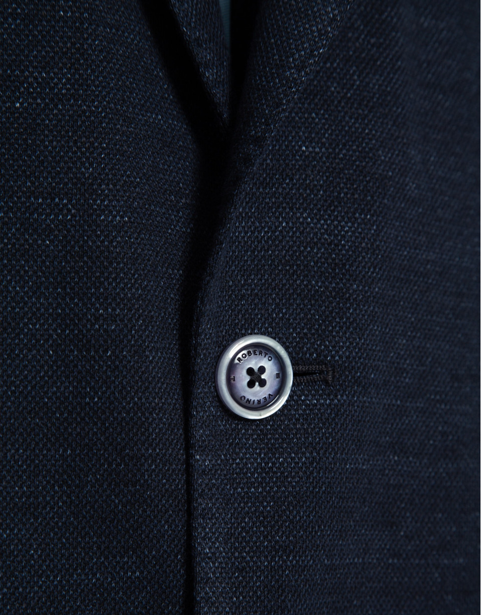 Navy blue faux piqué comfort jacket - Man | Roberto Verino