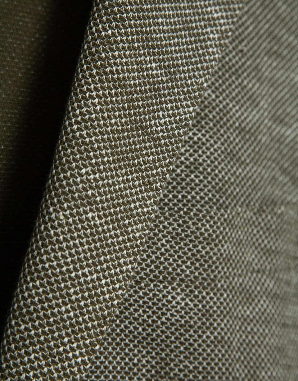 Comfort jacket in khaki/white cotton/linen knit | Roberto Verino